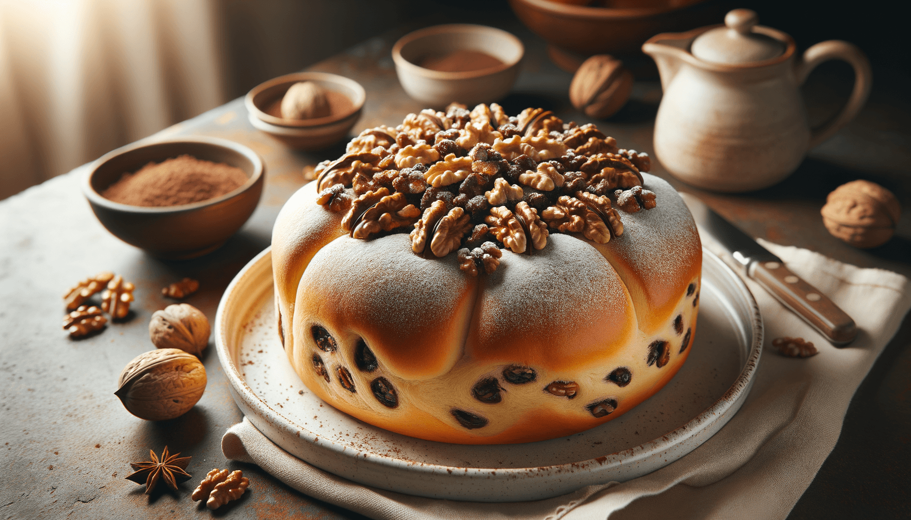 Cozonac pufos cu nucă și cacao pentru Crăciun