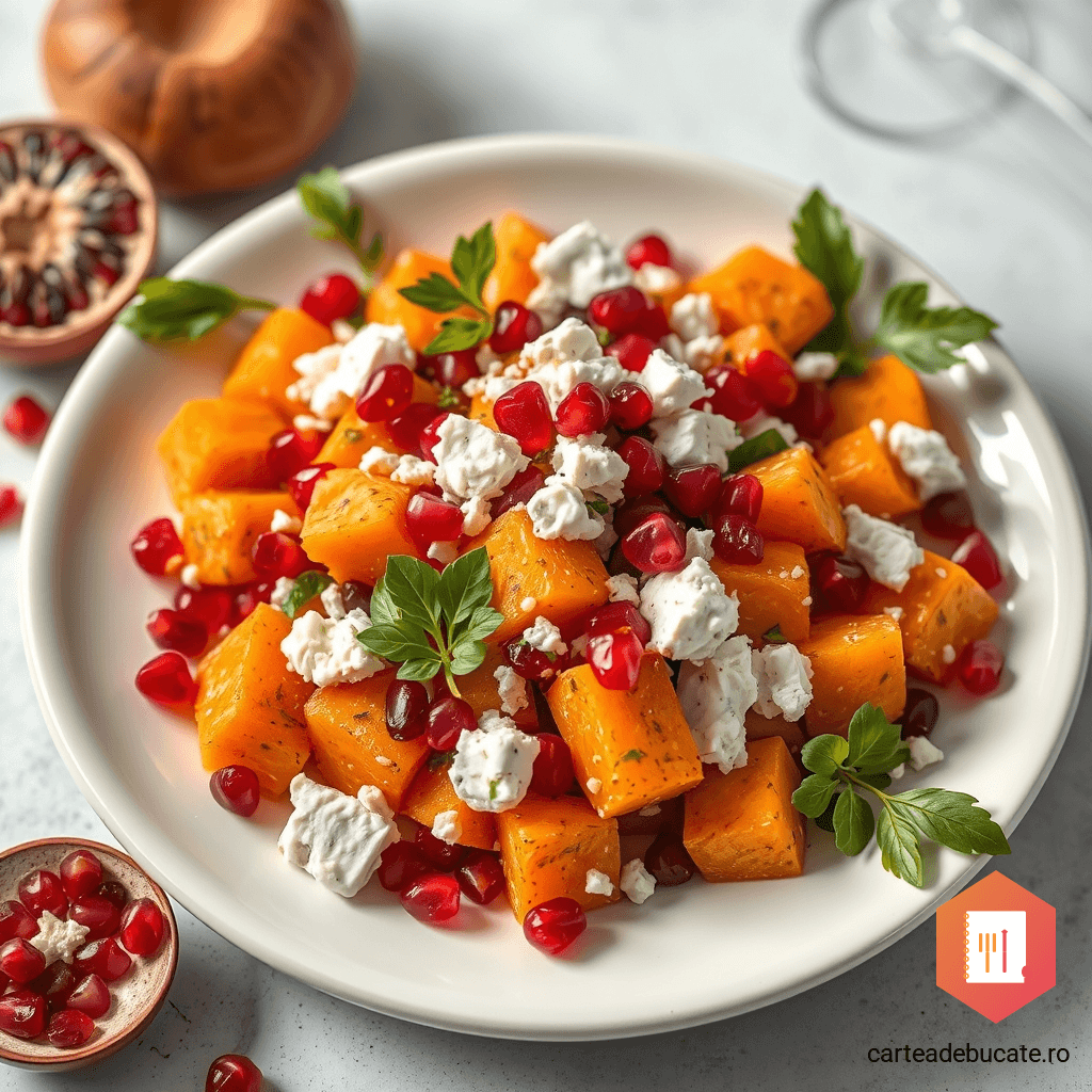 Salată Răcoritoare de Cartofi Dulci cu Feta și Rodie